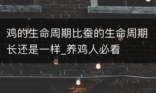 鸡的生命周期比蚕的生命周期长还是一样_养鸡人必看