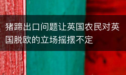 猪蹄出口问题让英国农民对英国脱欧的立场摇摆不定