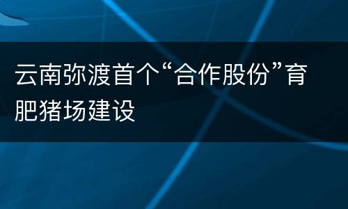 云南弥渡首个“合作股份”育肥猪场建设