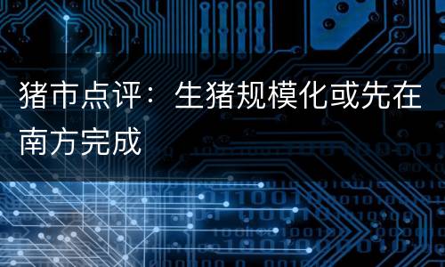 猪市点评：生猪规模化或先在南方完成