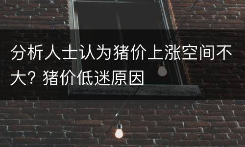 分析人士认为猪价上涨空间不大? 猪价低迷原因
