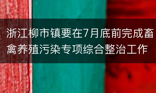 浙江柳市镇要在7月底前完成畜禽养殖污染专项综合整治工作