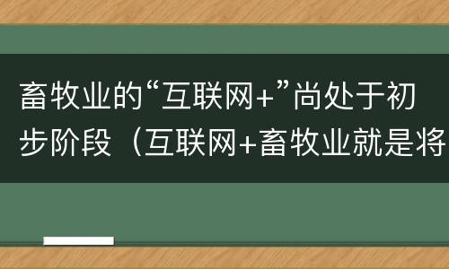 畜牧业的“互联网+”尚处于初步阶段（互联网+畜牧业就是将互联网新技术）