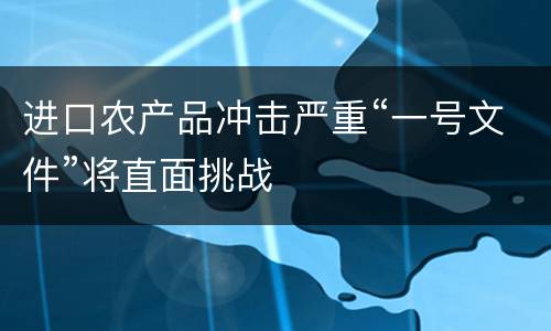 进口农产品冲击严重“一号文件”将直面挑战
