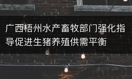 广西梧州水产畜牧部门强化指导促进生猪养殖供需平衡
