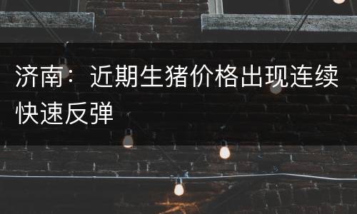 济南：近期生猪价格出现连续快速反弹