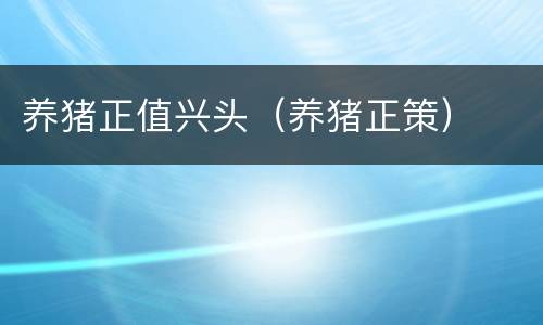 养猪正值兴头（养猪正策）