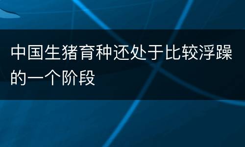 中国生猪育种还处于比较浮躁的一个阶段