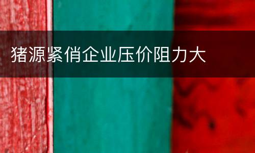 猪源紧俏企业压价阻力大