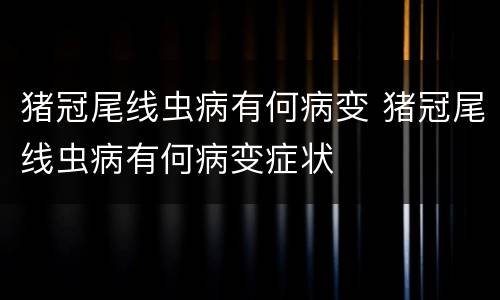 猪冠尾线虫病有何病变 猪冠尾线虫病有何病变症状