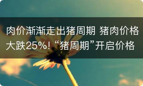 肉价渐渐走出猪周期 猪肉价格大跌25%! “猪周期”开启价格下行趋势