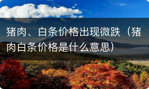 猪肉、白条价格出现微跌（猪肉白条价格是什么意思）