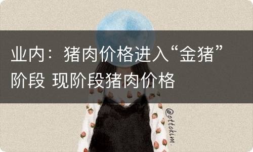 业内：猪肉价格进入“金猪”阶段 现阶段猪肉价格