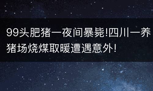 99头肥猪一夜间暴毙!四川一养猪场烧煤取暖遭遇意外!
