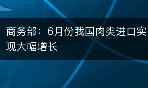 商务部：6月份我国肉类进口实现大幅增长