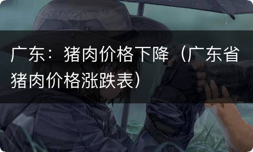 广东：猪肉价格下降（广东省猪肉价格涨跌表）