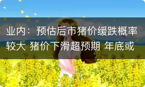 业内：预估后市猪价缓跌概率较大 猪价下滑超预期 年底或触底反弹