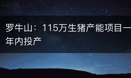 罗牛山：115万生猪产能项目一年内投产