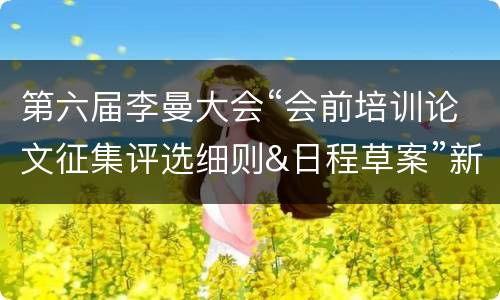 第六届李曼大会“会前培训论文征集评选细则&日程草案”新鲜出炉