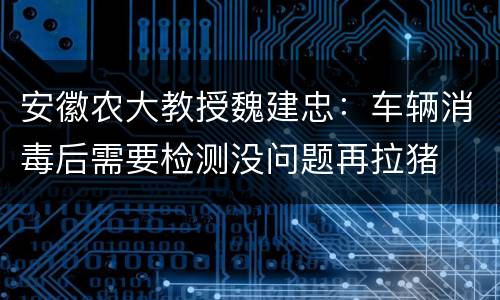 安徽农大教授魏建忠：车辆消毒后需要检测没问题再拉猪