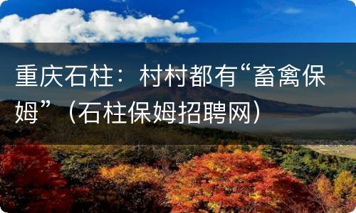 重庆石柱：村村都有“畜禽保姆”（石柱保姆招聘网）
