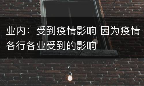 业内：受到疫情影响 因为疫情各行各业受到的影响