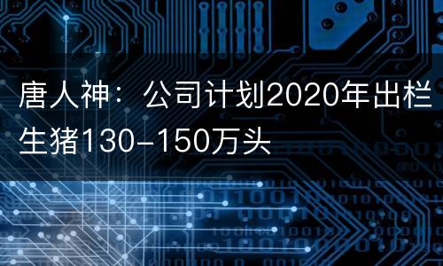 唐人神：公司计划2020年出栏生猪130-150万头