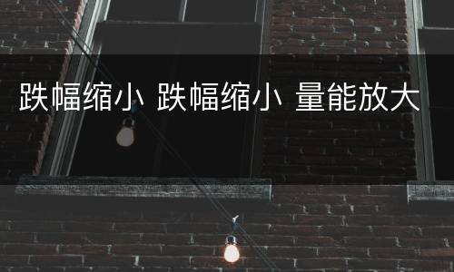 跌幅缩小 跌幅缩小 量能放大