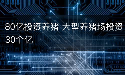 80亿投资养猪 大型养猪场投资30个亿