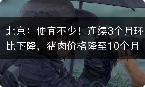 北京：便宜不少！连续3个月环比下降，猪肉价格降至10个月最低
