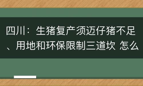 四川：生猪复产须迈仔猪不足、用地和环保限制三道坎 怎么办?