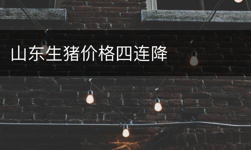 山东生猪价格四连降