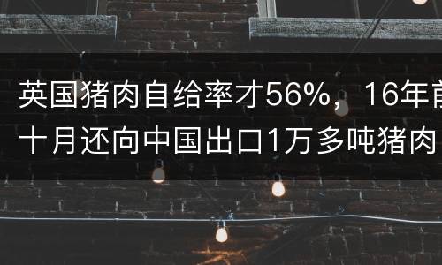 英国猪肉自给率才56%，16年前十月还向中国出口1万多吨猪肉