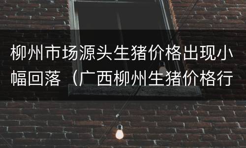 柳州市场源头生猪价格出现小幅回落（广西柳州生猪价格行情）