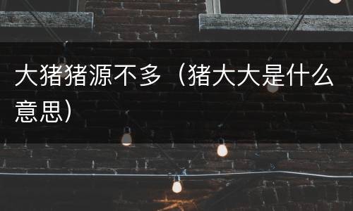 大猪猪源不多（猪大大是什么意思）