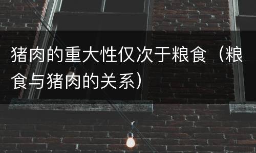 猪肉的重大性仅次于粮食（粮食与猪肉的关系）