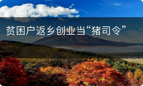 贫困户返乡创业当“猪司令”