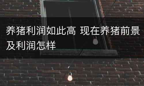 养猪利润如此高 现在养猪前景及利润怎样