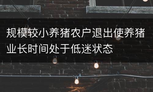 规模较小养猪农户退出使养猪业长时间处于低迷状态