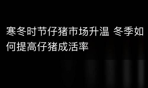 寒冬时节仔猪市场升温 冬季如何提高仔猪成活率