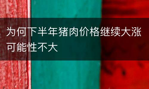 为何下半年猪肉价格继续大涨可能性不大