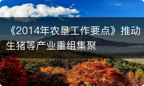 《2014年农垦工作要点》推动生猪等产业重组集聚