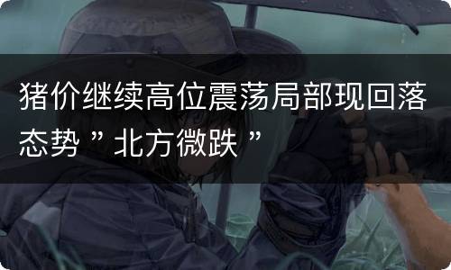 猪价继续高位震荡局部现回落态势＂北方微跌＂