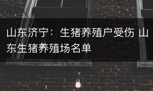 山东济宁：生猪养殖户受伤 山东生猪养殖场名单