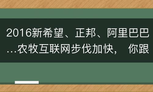 2016新希望、正邦、阿里巴巴…农牧互联网步伐加快， 你跟上了吗