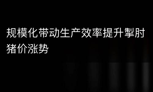 规模化带动生产效率提升掣肘猪价涨势