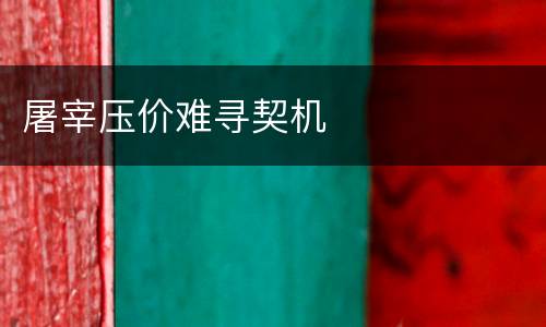 屠宰压价难寻契机