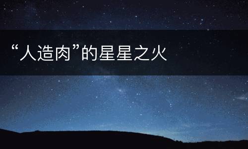 “人造肉”的星星之火