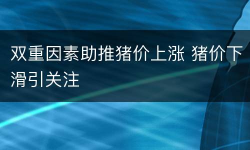 双重因素助推猪价上涨 猪价下滑引关注