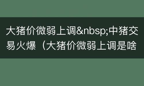 大猪价微弱上调&nbsp;中猪交易火爆（大猪价微弱上调是啥意思）